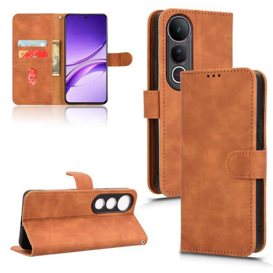 For vivo V50 Lite 4G / 5G Global Skin Feel Magnetic Flip Leather Phone Case(Brown)