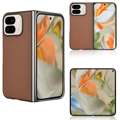 For Google Pixel 9 Pro Fold PU Leather PC Phone Case(Brown) by buy2fix
