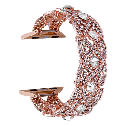 Diamonds Twist Metal Watch Band For Apple Watch 3 38mm(Rose Gold White)