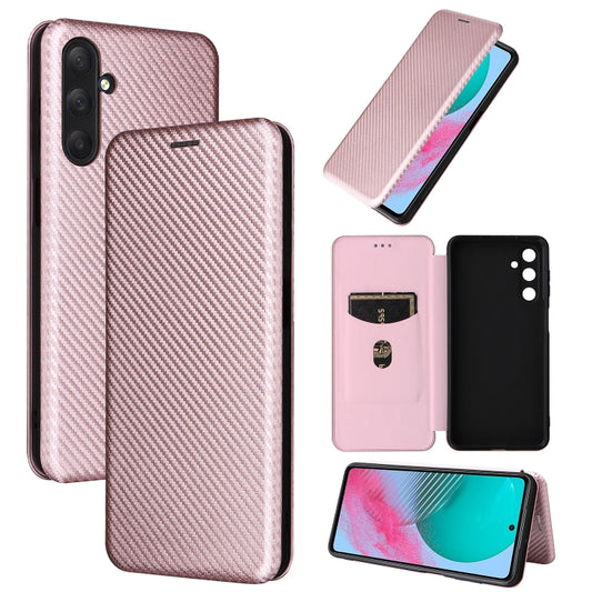 For Samsung Galaxy M54 5G Carbon Fiber Texture Flip Leather Phone Case(Pink) by buy2fix