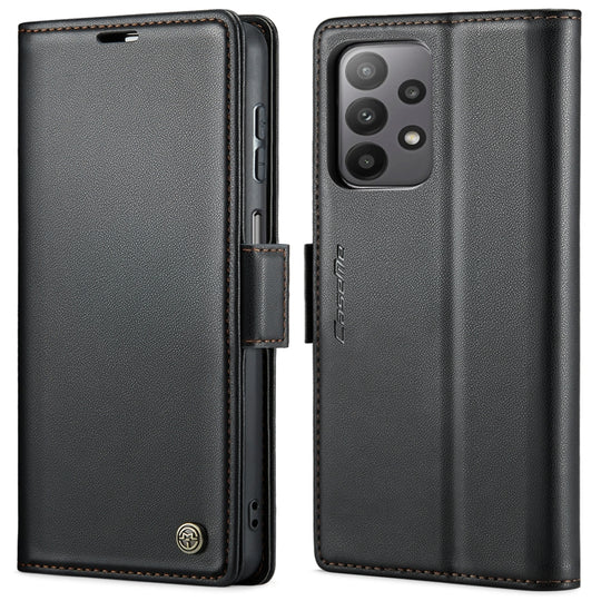 Pour Samsung Galaxy A23 CaseMe 023 Boucle Papillon Litchi Texture RFID Étui de téléphone en cuir antivol (Noir)