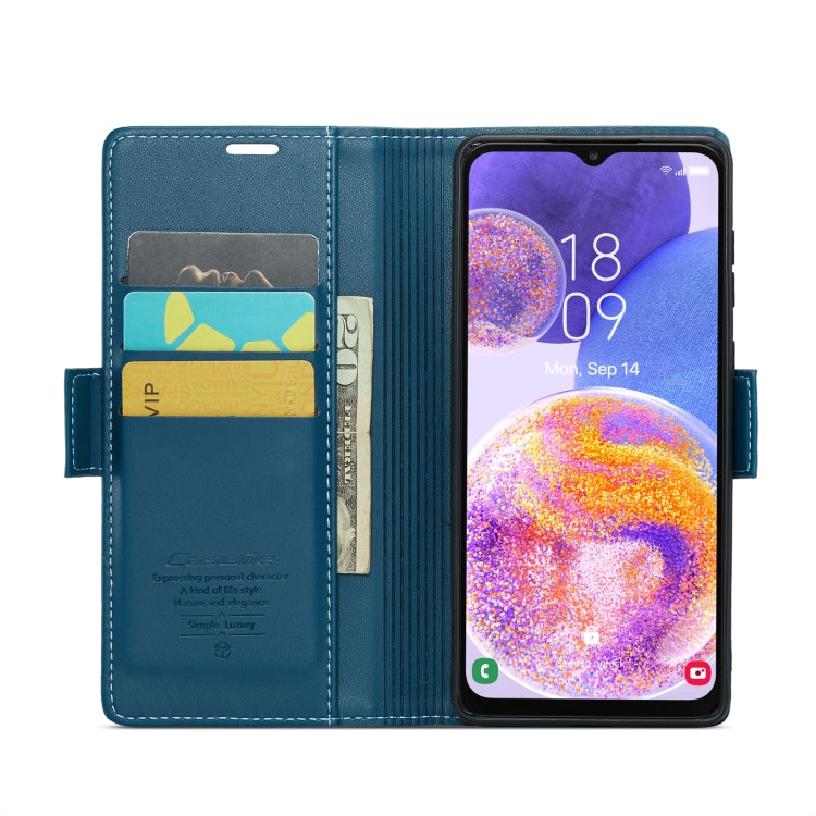 For Samsung Galaxy A23 CaseMe 023 Butterfly Buckle Litchi Texture RFID Anti-theft Leather Phone Case(Blue) by CaseMe