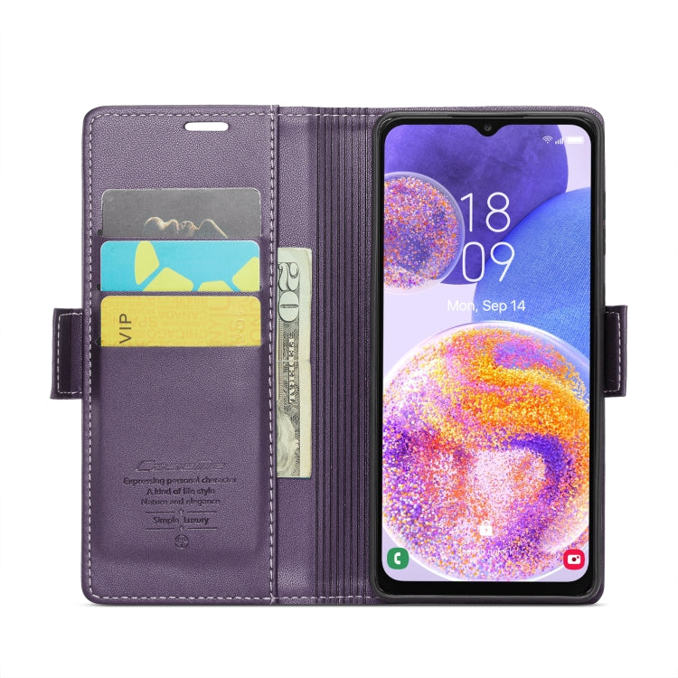 For Samsung Galaxy A23 CaseMe 023 Butterfly Buckle Litchi Texture RFID Anti-theft Leather Phone Case(Pearly Purple) - Galaxy Phone Cases by CaseMe | Online Shopping UK | buy2fix