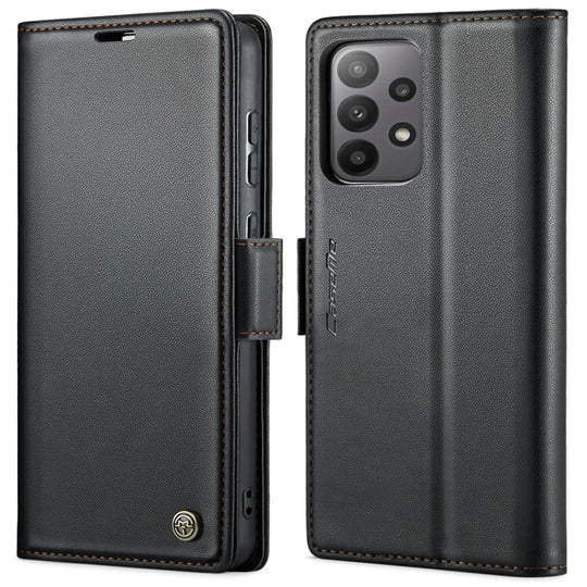 Pour Samsung Galaxy A33 5G CaseMe 023 Boucle Papillon Litchi Texture RFID Étui de téléphone en cuir antivol (Noir)