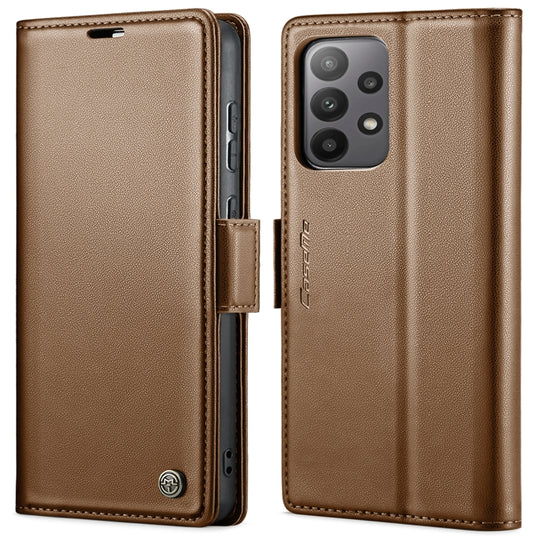 Pour Samsung Galaxy A33 5G CaseMe 023 Boucle Papillon Litchi Texture RFID Étui de téléphone en cuir antivol (Marron)
