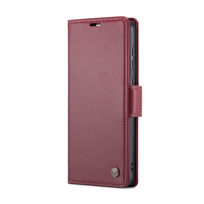 For Samsung Galaxy A33 5G CaseMe 023 Butterfly Buckle Litchi Texture RFID Anti-theft Leather Phone Case(Wine Red) by CaseMe