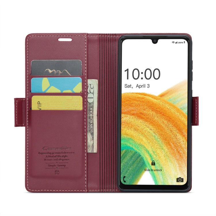 For Samsung Galaxy A33 5G CaseMe 023 Butterfly Buckle Litchi Texture RFID Anti-theft Leather Phone Case(Wine Red) by CaseMe