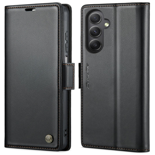 Pour Samsung Galaxy A34 5G CaseMe 023 Boucle Papillon Litchi Texture RFID Étui de téléphone en cuir antivol (Noir)