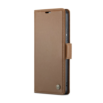 For Samsung Galaxy A34 5G CaseMe 023 Butterfly Buckle Litchi Texture RFID Anti-theft Leather Phone Case(Brown) by CaseMe