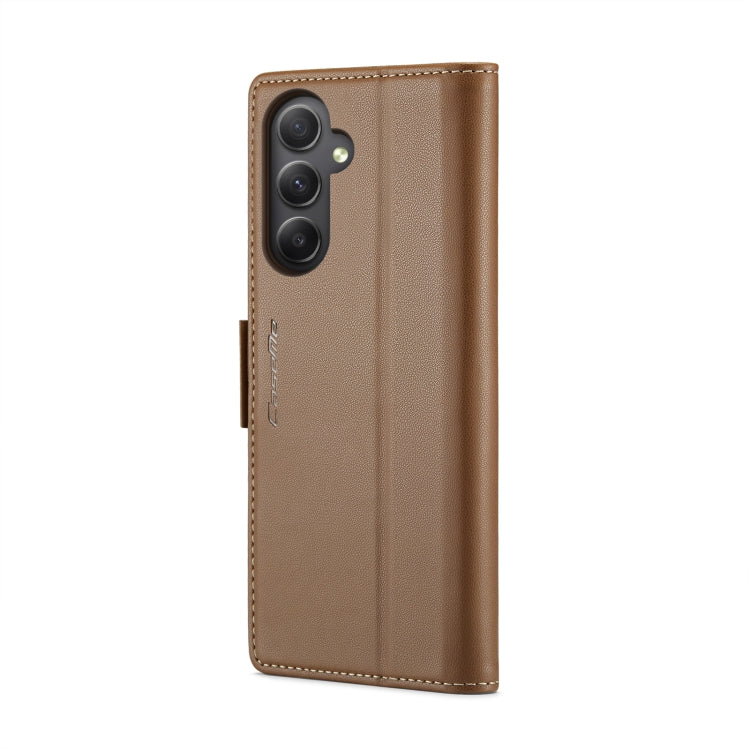 For Samsung Galaxy A34 5G CaseMe 023 Butterfly Buckle Litchi Texture RFID Anti-theft Leather Phone Case(Brown) by CaseMe