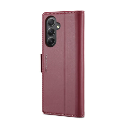 For Samsung Galaxy A34 5G CaseMe 023 Butterfly Buckle Litchi Texture RFID Anti-theft Leather Phone Case(Wine Red) by CaseMe
