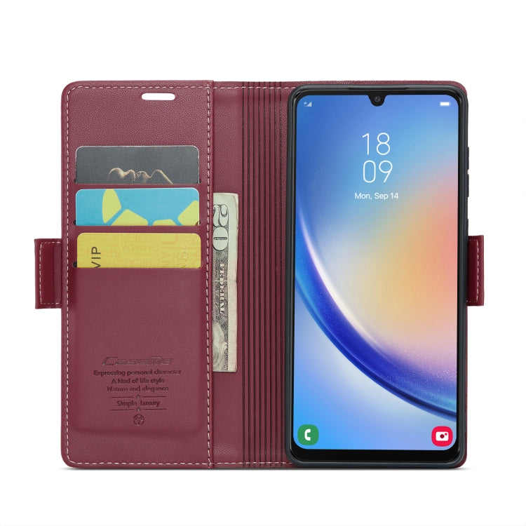 For Samsung Galaxy A34 5G CaseMe 023 Butterfly Buckle Litchi Texture RFID Anti-theft Leather Phone Case(Wine Red) by CaseMe