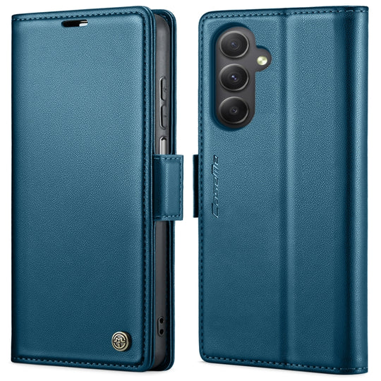 Pour Samsung Galaxy A34 5G CaseMe 023 Boucle Papillon Litchi Texture RFID Étui de téléphone en cuir antivol (Bleu)