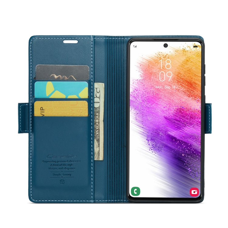 For Samsung Galaxy A73 5G CaseMe 023 Butterfly Buckle Litchi Texture RFID Anti-theft Leather Phone Case(Blue) - Galaxy Phone Cases by CaseMe | Online Shopping UK | buy2fix