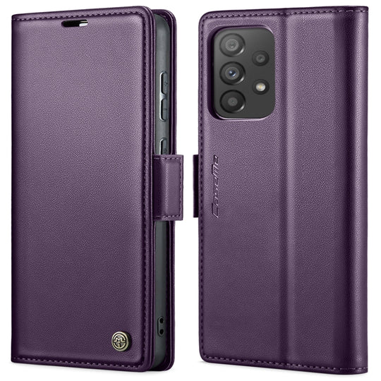 Pour Samsung Galaxy A73 5G CaseMe 023 Boucle Papillon Litchi Texture RFID Étui de téléphone en cuir antivol (Violet nacré)
