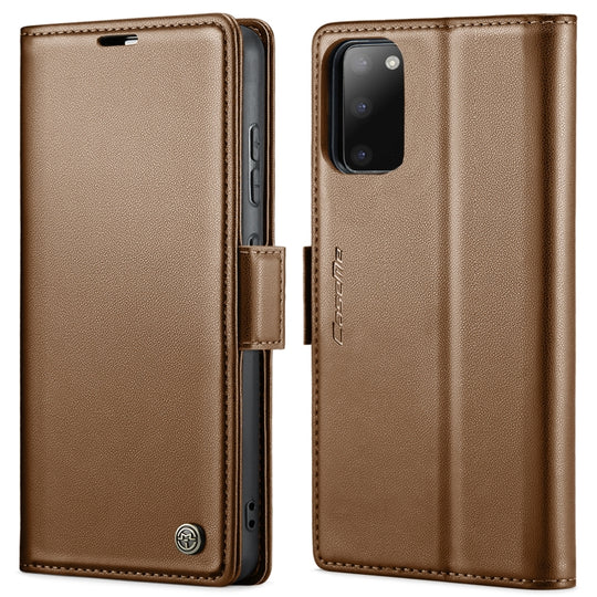 Pour Samsung Galaxy S20 CaseMe 023 Boucle Papillon Litchi Texture RFID Étui de téléphone en cuir antivol (Marron)