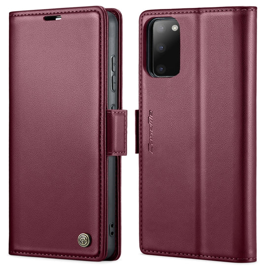 Pour Samsung Galaxy S20 CaseMe 023 Boucle Papillon Litchi Texture RFID Étui de téléphone en cuir antivol (vin rouge)