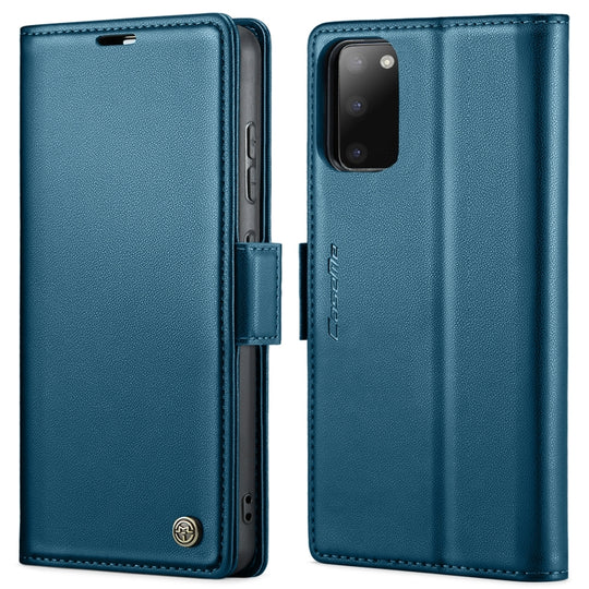 Pour Samsung Galaxy S20 CaseMe 023 Boucle Papillon Litchi Texture RFID Étui de téléphone en cuir antivol (Bleu)