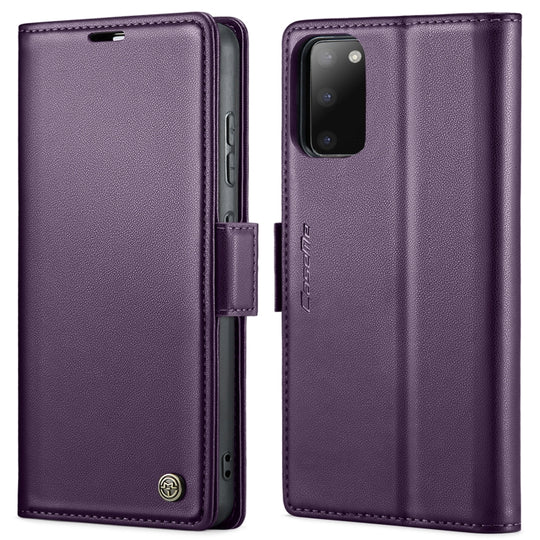 Pour Samsung Galaxy S20 CaseMe 023 Boucle Papillon Litchi Texture RFID Étui de téléphone en cuir antivol (Violet nacré)