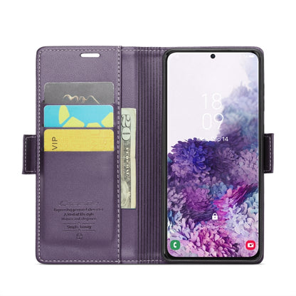 For Samsung Galaxy S20 CaseMe 023 Butterfly Buckle Litchi Texture RFID Anti-theft Leather Phone Case(Pearly Purple) - Galaxy Phone Cases by CaseMe | Online Shopping UK | buy2fix