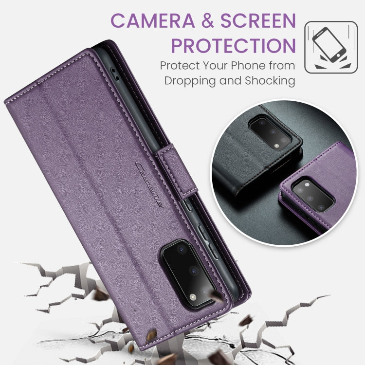 For Samsung Galaxy S20 CaseMe 023 Butterfly Buckle Litchi Texture RFID Anti-theft Leather Phone Case(Pearly Purple) - Galaxy Phone Cases by CaseMe | Online Shopping UK | buy2fix