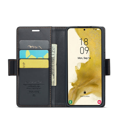 For Samsung Galaxy S22 5G CaseMe 023 Butterfly Buckle Litchi Texture RFID Anti-theft Leather Phone Case(Black) - Galaxy S22 5G Cases by CaseMe | Online Shopping UK | buy2fix