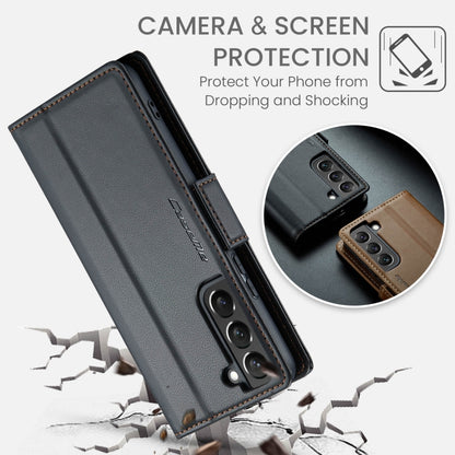 For Samsung Galaxy S22 5G CaseMe 023 Butterfly Buckle Litchi Texture RFID Anti-theft Leather Phone Case(Black) - Galaxy S22 5G Cases by CaseMe | Online Shopping UK | buy2fix