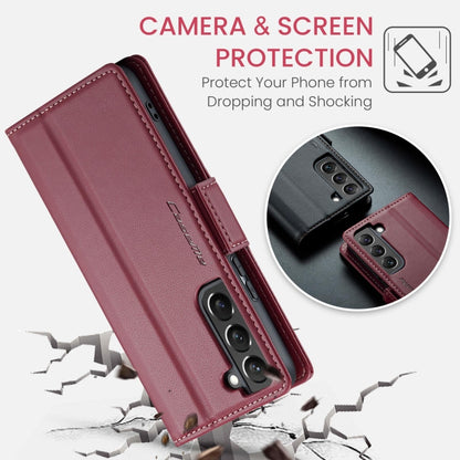 For Samsung Galaxy S22 5G CaseMe 023 Butterfly Buckle Litchi Texture RFID Anti-theft Leather Phone Case(Wine Red) - Galaxy S22 5G Cases by CaseMe | Online Shopping UK | buy2fix