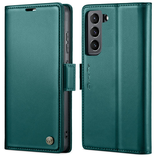 For Samsung Galaxy S22 5G CaseMe 023 Butterfly Buckle Litchi Texture RFID Anti-theft Leather Phone Case(Pearly Blue)