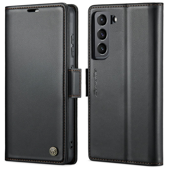For Samsung Galaxy S22+ 5G CaseMe 023 Butterfly Buckle Litchi Texture RFID Anti-theft Leather Phone Case(Black)