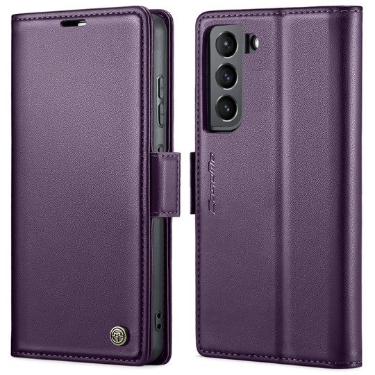 For Samsung Galaxy S22+ 5G CaseMe 023 Butterfly Buckle Litchi Texture RFID Anti-theft Leather Phone Case(Pearly Purple)