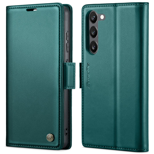 Pour Samsung Galaxy S23 5G CaseMe 023 Boucle Papillon Litchi Texture RFID Étui de téléphone en cuir antivol (Bleu nacré)