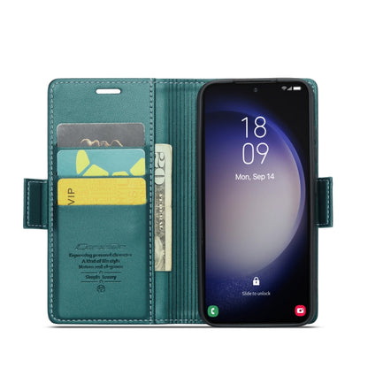 For Samsung Galaxy S23 5G CaseMe 023 Butterfly Buckle Litchi Texture RFID Anti-theft Leather Phone Case(Pearly Blue) - Galaxy S23 5G Cases by CaseMe | Online Shopping UK | buy2fix
