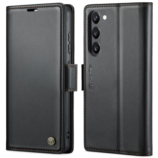 Pour Samsung Galaxy S23 + 5G CaseMe 023 Boucle Papillon Litchi Texture RFID Étui de téléphone en cuir antivol (Noir)