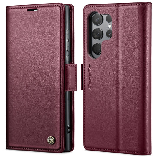 For Samsung Galaxy S23 Ultra 5G CaseMe 023 Butterfly Buckle Litchi Texture RFID Anti-theft Leather Phone Case(Wine Red) - Galaxy Phone Cases by CaseMe | Online Shopping UK | buy2fix