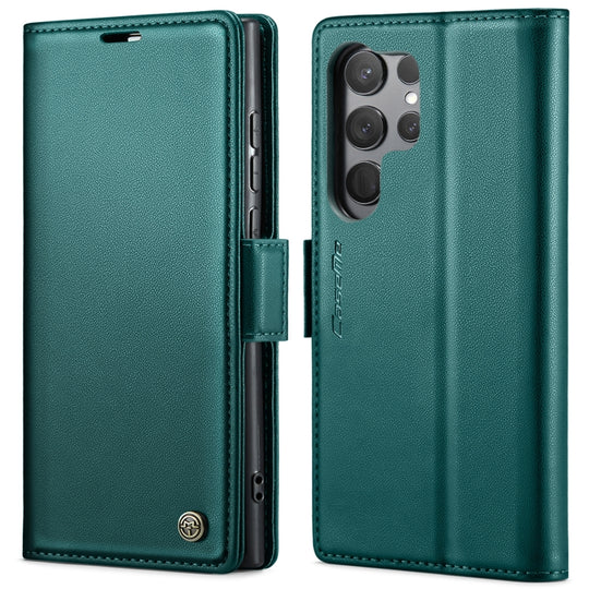 Pour Samsung Galaxy S23 Ultra 5G CaseMe 023 Boucle Papillon Litchi Texture RFID Étui de téléphone en cuir antivol (Bleu nacré)