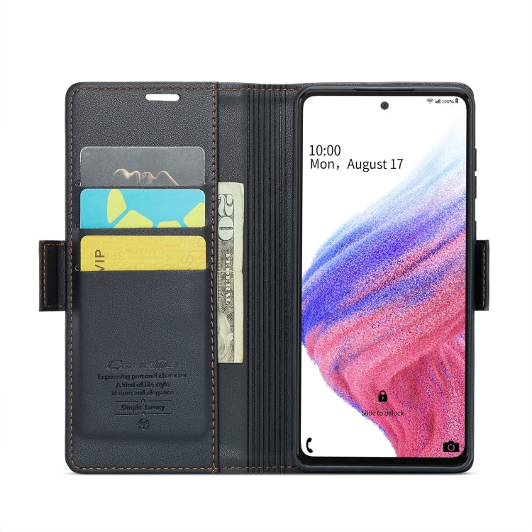 For Samsung Galaxy A53 CaseMe 023 Butterfly Buckle Litchi Texture RFID Anti-theft Leather Phone Case(Black) - Galaxy Phone Cases by CaseMe | Online Shopping UK | buy2fix