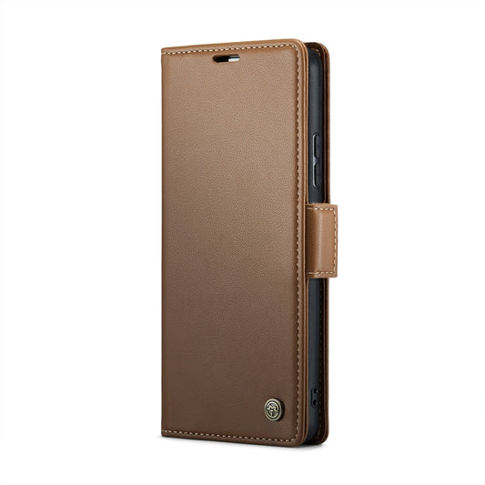 For Samsung Galaxy A53 CaseMe 023 Butterfly Buckle Litchi Texture RFID Anti-theft Leather Phone Case(Brown) - Galaxy Phone Cases by CaseMe | Online Shopping UK | buy2fix