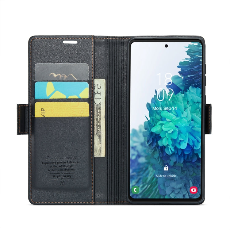 For Samsung Galaxy S20 FE CaseMe 023 Butterfly Buckle Litchi Texture RFID Anti-theft Leather Phone Case(Black) - Galaxy S20 FE Cases by CaseMe | Online Shopping UK | buy2fix