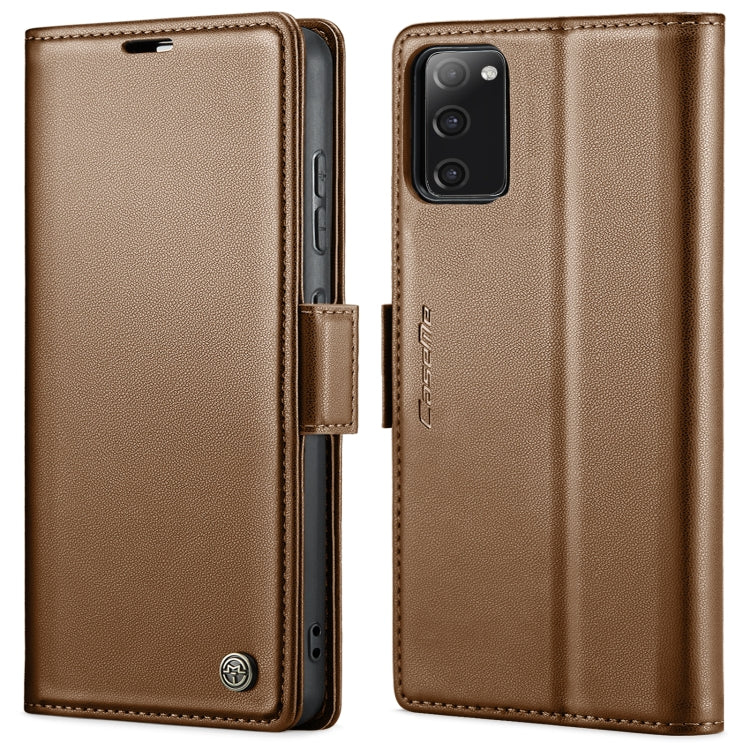 For Samsung Galaxy S20 FE CaseMe 023 Butterfly Buckle Litchi Texture RFID Anti-theft Leather Phone Case(Brown) - Galaxy S20 FE Cases by CaseMe | Online Shopping UK | buy2fix