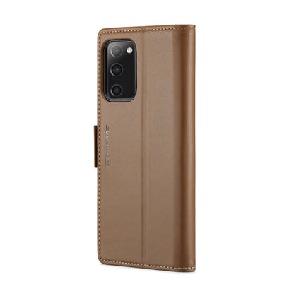 For Samsung Galaxy S20 FE CaseMe 023 Butterfly Buckle Litchi Texture RFID Anti-theft Leather Phone Case(Brown) - Galaxy S20 FE Cases by CaseMe | Online Shopping UK | buy2fix