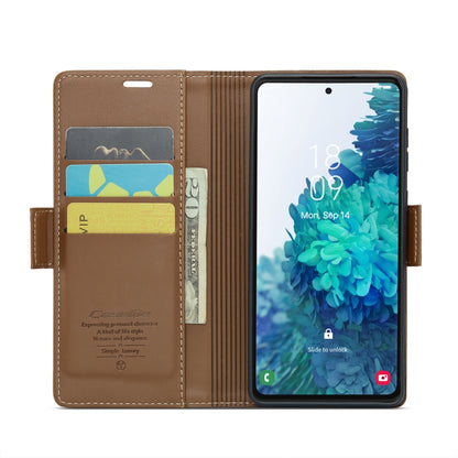 For Samsung Galaxy S20 FE CaseMe 023 Butterfly Buckle Litchi Texture RFID Anti-theft Leather Phone Case(Brown) - Galaxy S20 FE Cases by CaseMe | Online Shopping UK | buy2fix