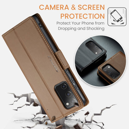 For Samsung Galaxy S20 FE CaseMe 023 Butterfly Buckle Litchi Texture RFID Anti-theft Leather Phone Case(Brown) - Galaxy S20 FE Cases by CaseMe | Online Shopping UK | buy2fix