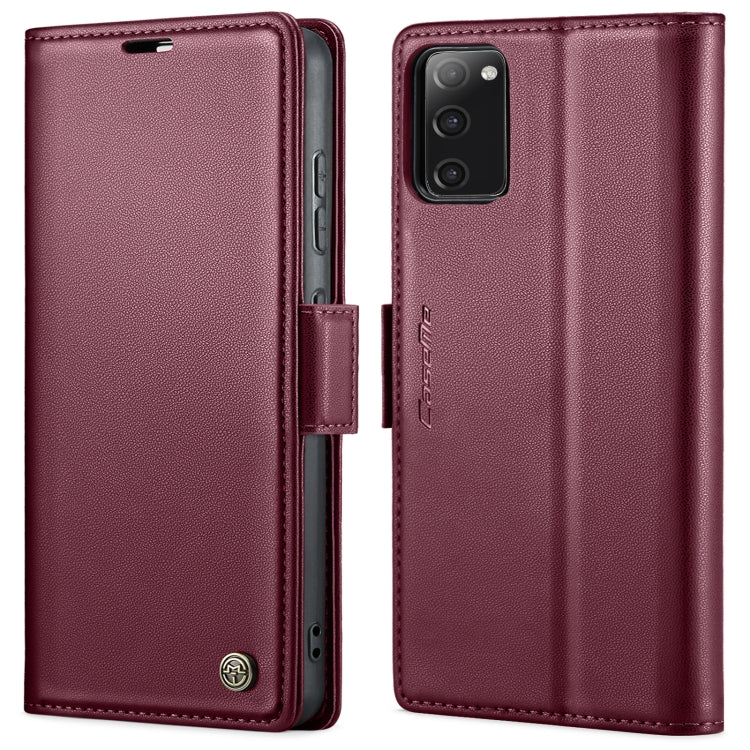 For Samsung Galaxy S20 FE CaseMe 023 Butterfly Buckle Litchi Texture RFID Anti-theft Leather Phone Case(Wine Red) - Galaxy S20 FE Cases by CaseMe | Online Shopping UK | buy2fix