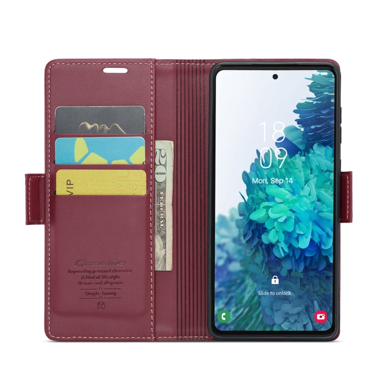 For Samsung Galaxy S20 FE CaseMe 023 Butterfly Buckle Litchi Texture RFID Anti-theft Leather Phone Case(Wine Red) - Galaxy S20 FE Cases by CaseMe | Online Shopping UK | buy2fix
