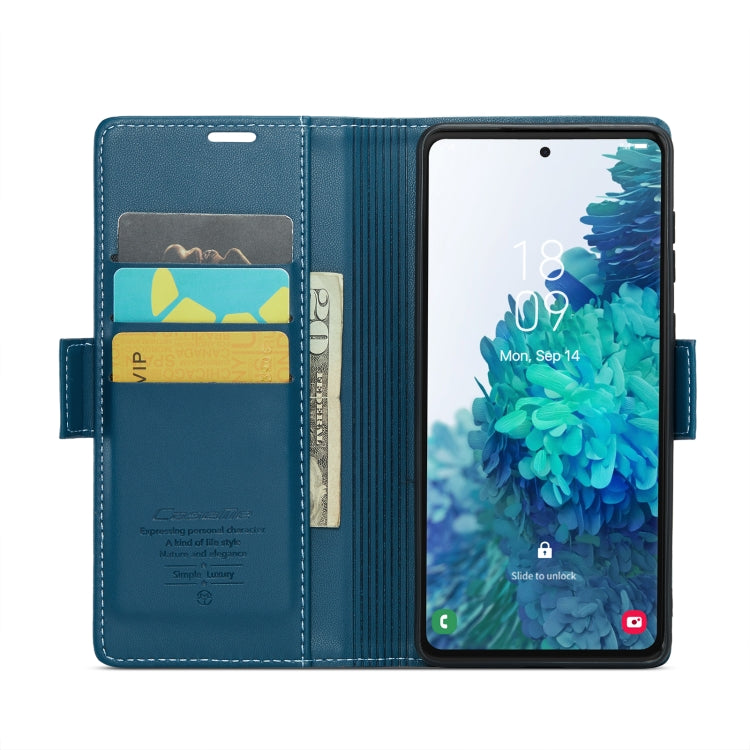 For Samsung Galaxy S20 FE CaseMe 023 Butterfly Buckle Litchi Texture RFID Anti-theft Leather Phone Case(Blue) - Galaxy S20 FE Cases by CaseMe | Online Shopping UK | buy2fix