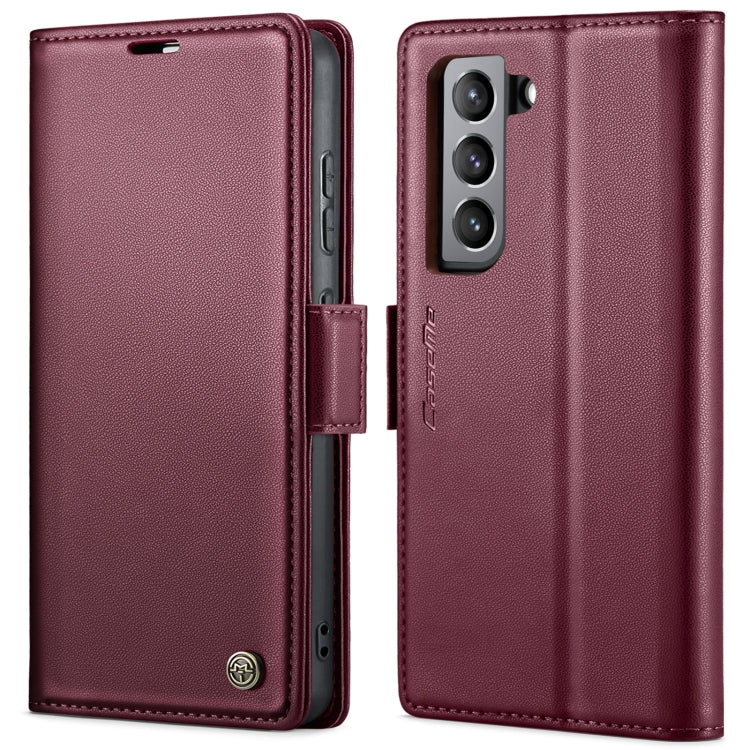 For Samsung Galaxy S21 FE 5G CaseMe 023 Butterfly Buckle Litchi Texture RFID Anti-theft Leather Phone Case(Wine Red) - Galaxy Phone Cases by CaseMe | Online Shopping UK | buy2fix