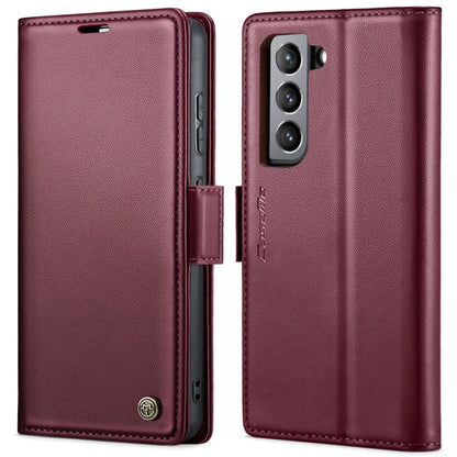 For Samsung Galaxy S21 FE 5G CaseMe 023 Butterfly Buckle Litchi Texture RFID Anti-theft Leather Phone Case(Wine Red) - Galaxy Phone Cases by CaseMe | Online Shopping UK | buy2fix