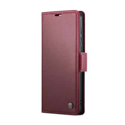 For Samsung Galaxy S21 FE 5G CaseMe 023 Butterfly Buckle Litchi Texture RFID Anti-theft Leather Phone Case(Wine Red) - Galaxy Phone Cases by CaseMe | Online Shopping UK | buy2fix