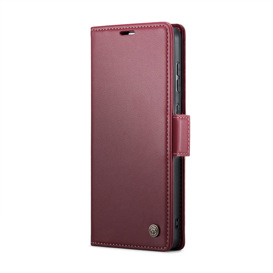 For Samsung Galaxy S21 FE 5G CaseMe 023 Butterfly Buckle Litchi Texture RFID Anti-theft Leather Phone Case(Wine Red) - Galaxy Phone Cases by CaseMe | Online Shopping UK | buy2fix